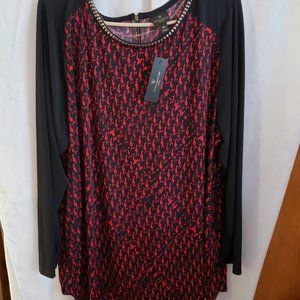 NWT Worthington Woman Red and Black dress blouse 2x